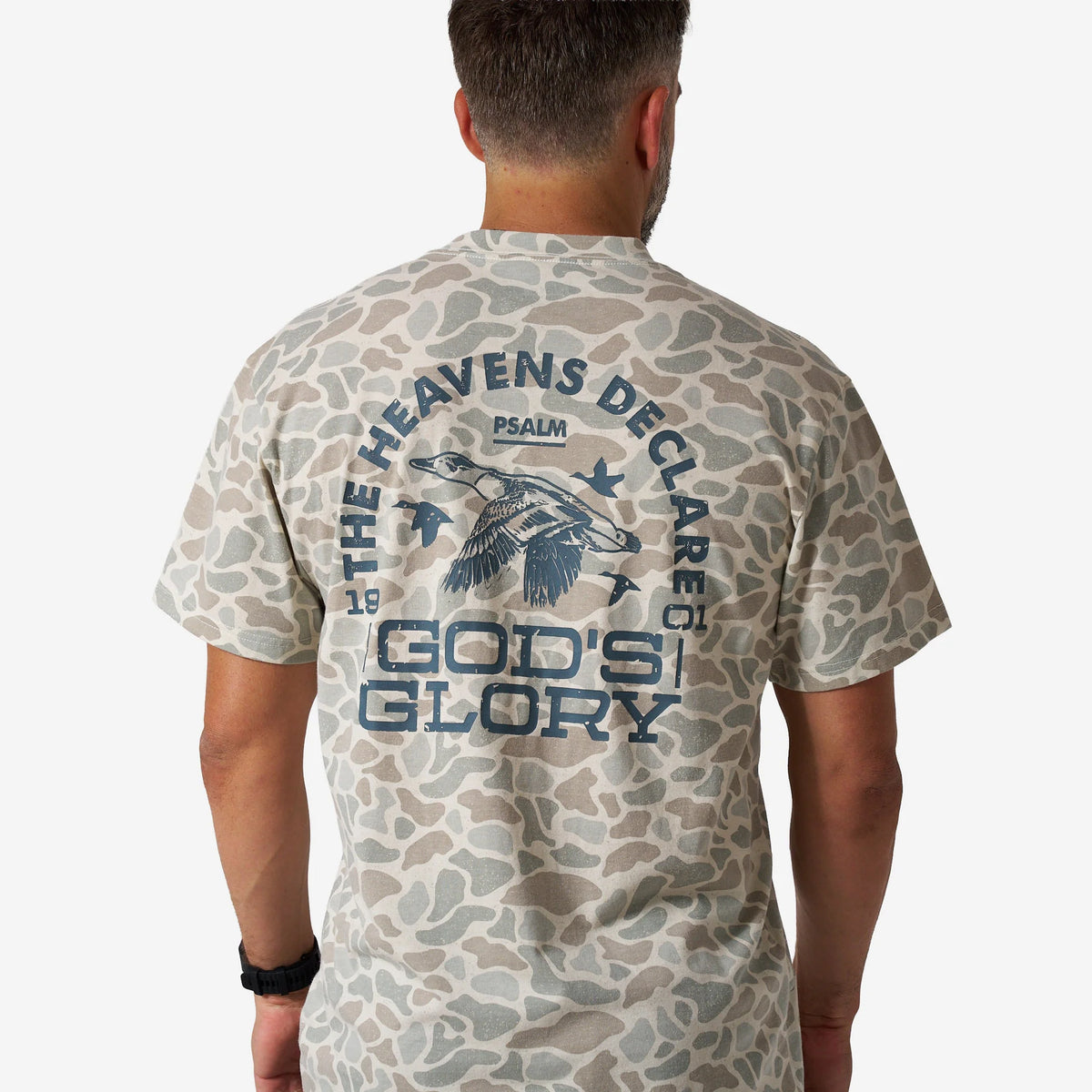 Burlebo Men's Vintage Washed Tee - God's Glory - Classic Deer Camo