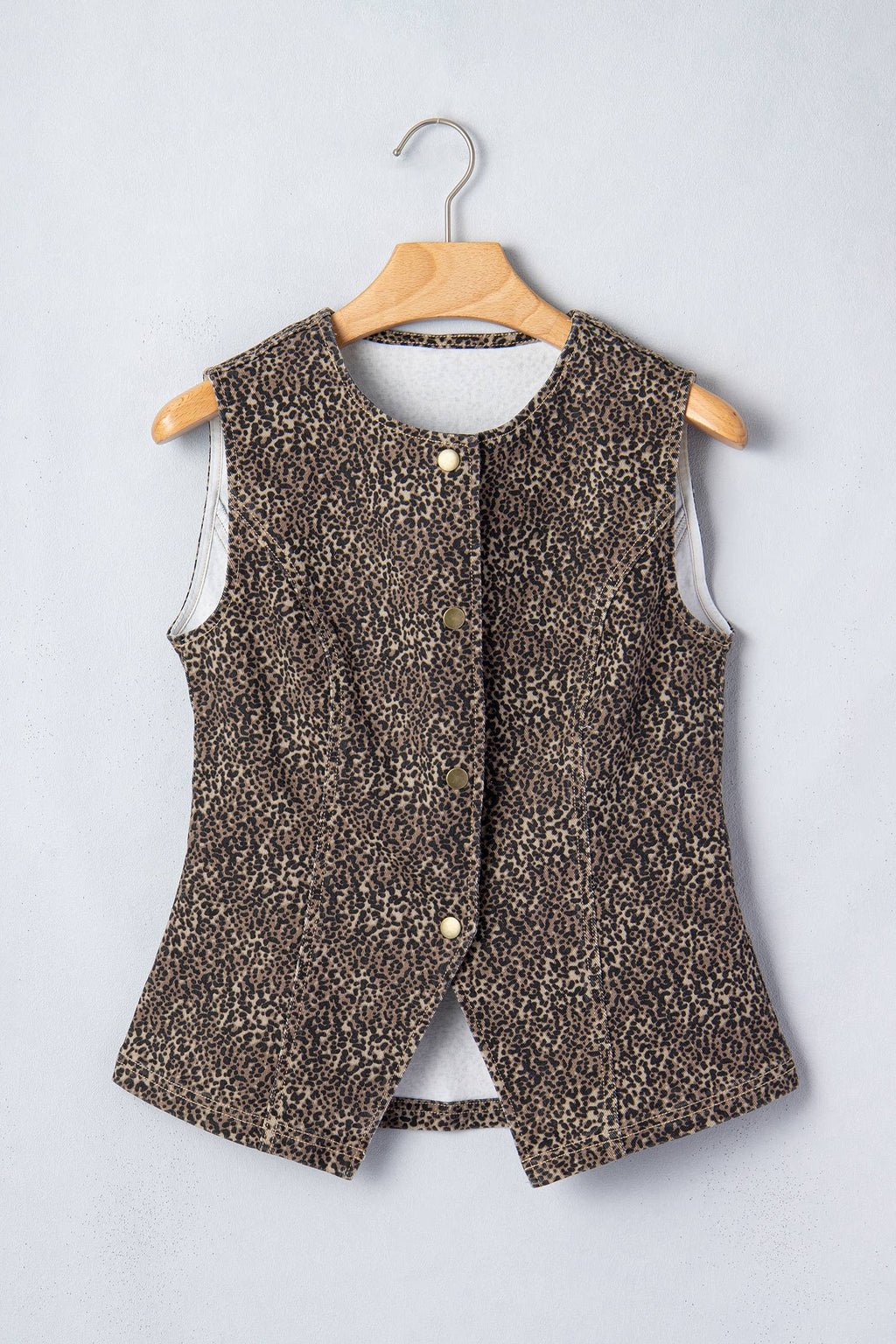 Little Daisy Closet - Western Leopard Print Slim Denim Vest