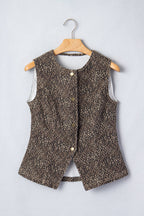 Little Daisy Closet - Western Leopard Print Slim Denim Vest