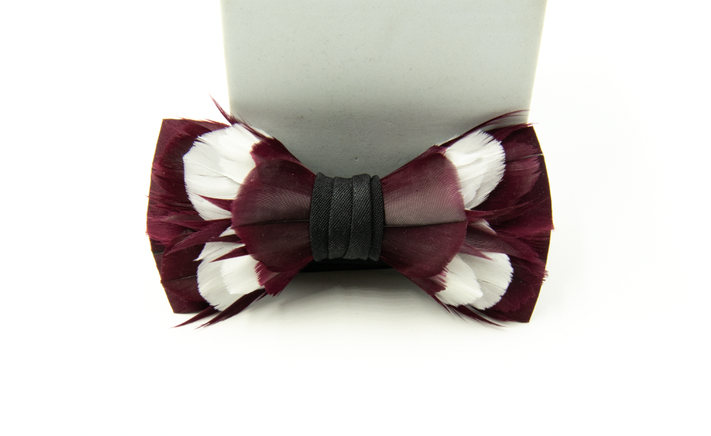 Feather Bow Tie - The Alumni - Choose Your Colors: Red and Black