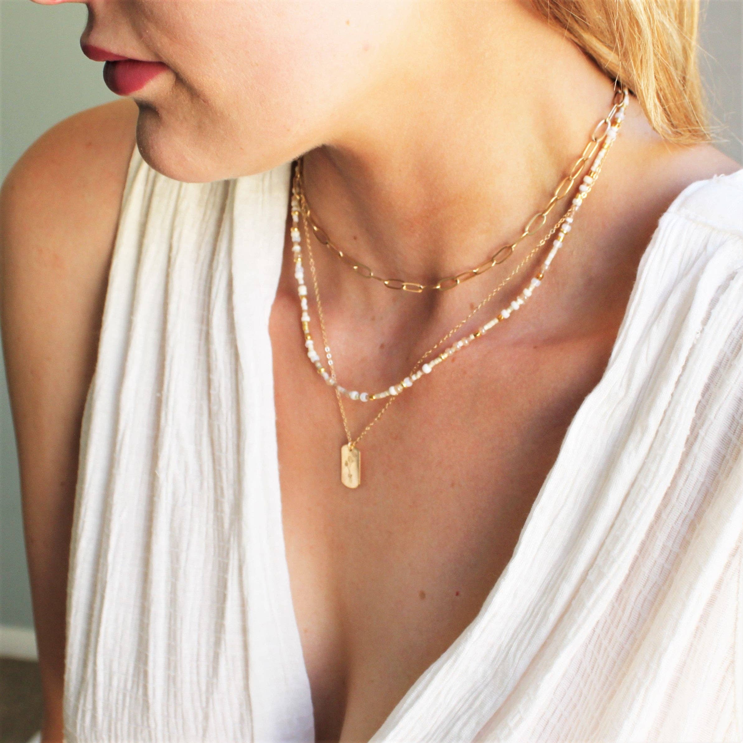 Unity Beaded Necklace - Choose your color: White