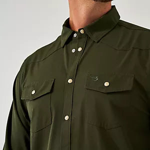 Burlebo- Men's Performance Mallard Green Western Shirt