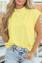 Little Daisy Closet -  Mock Neck Cap Sleeve Loose Top