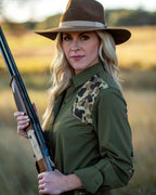 Ball and Buck- Active+ Joan Field Shirt in Olive