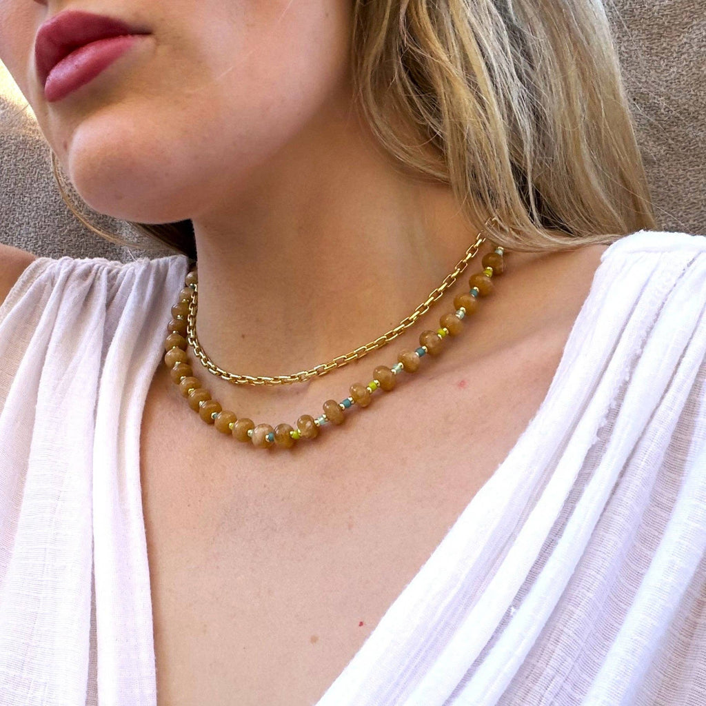 Saddle Stone Candy Necklace: Light Brown