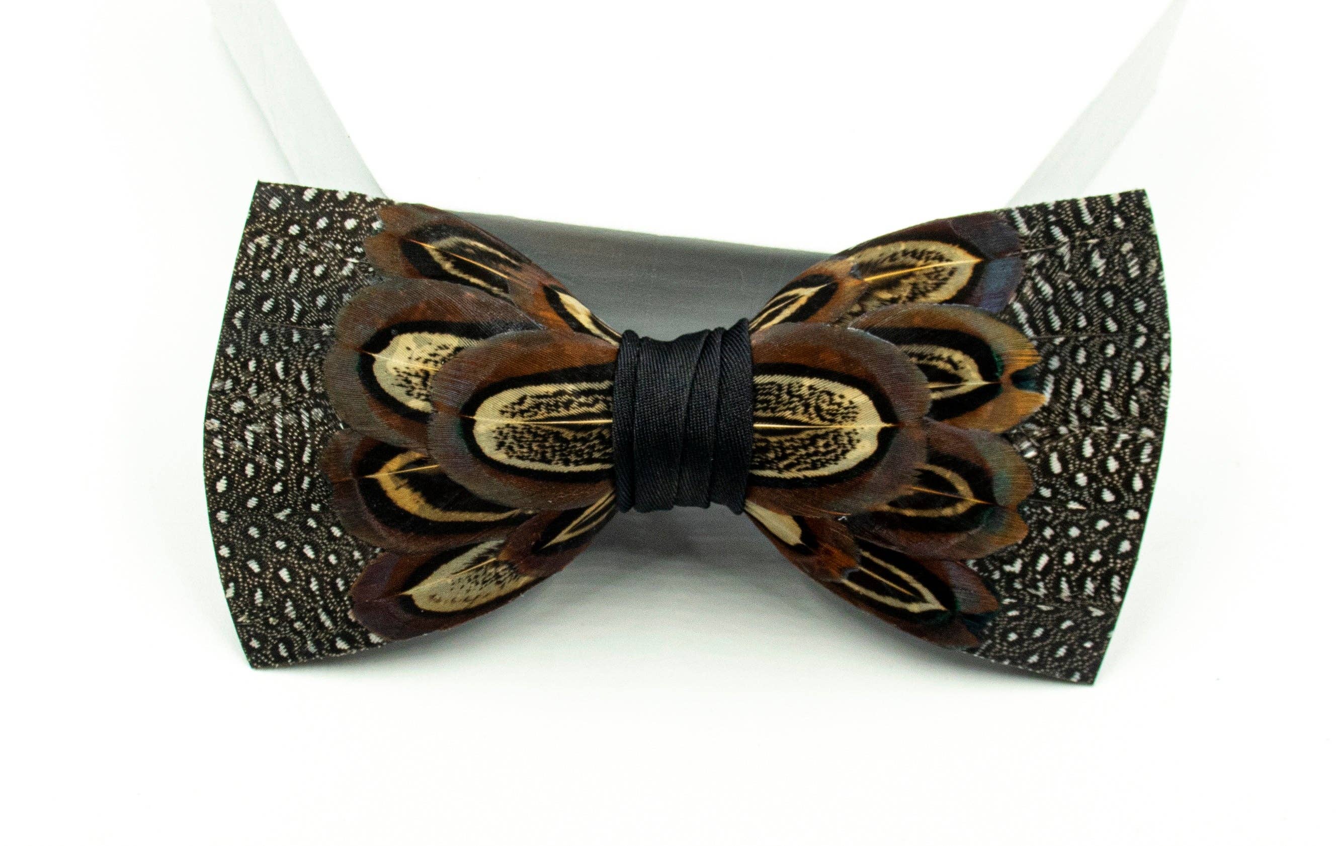 Feather Bow Tie 11 - Guinea & Pheasant