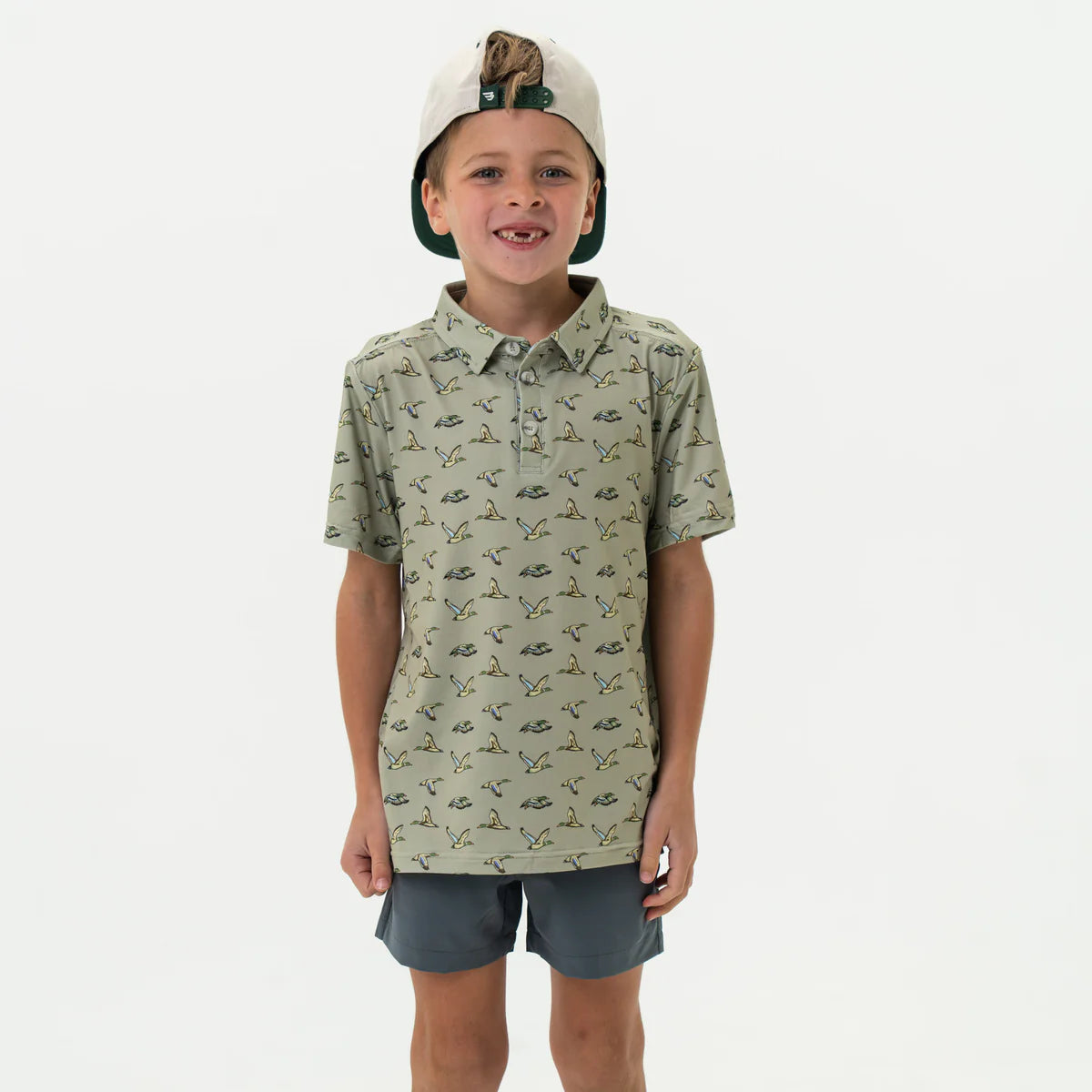 Youth Performance Polo - Flying Ducks Green LG
