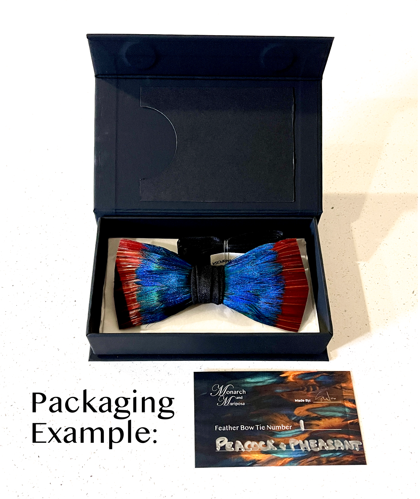 Feather Bow Tie 8 - Light Blue Pheasant
