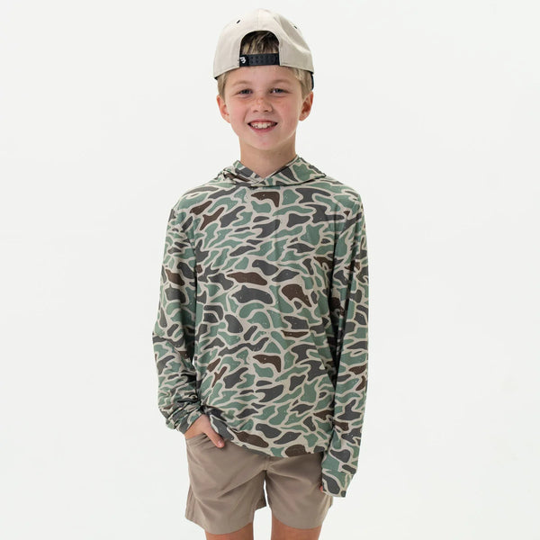 Burlebo Youth Performance Hoodie - Retro Duck Camo LG