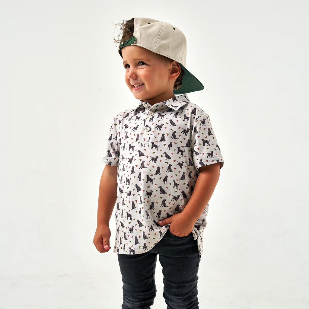 PERF YOUTH POLO- DUCKS AND DOGS LG