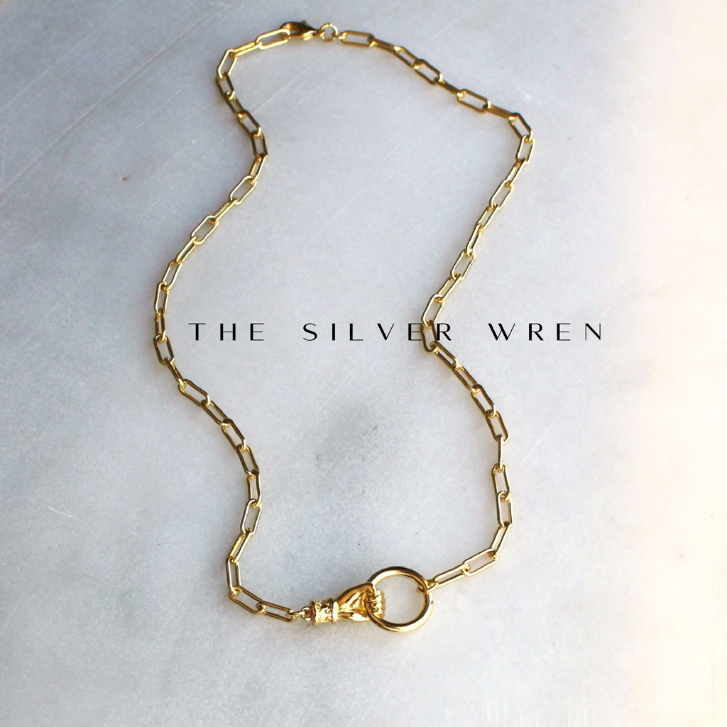 Gold Hand Pendant Necklace: 18 inch