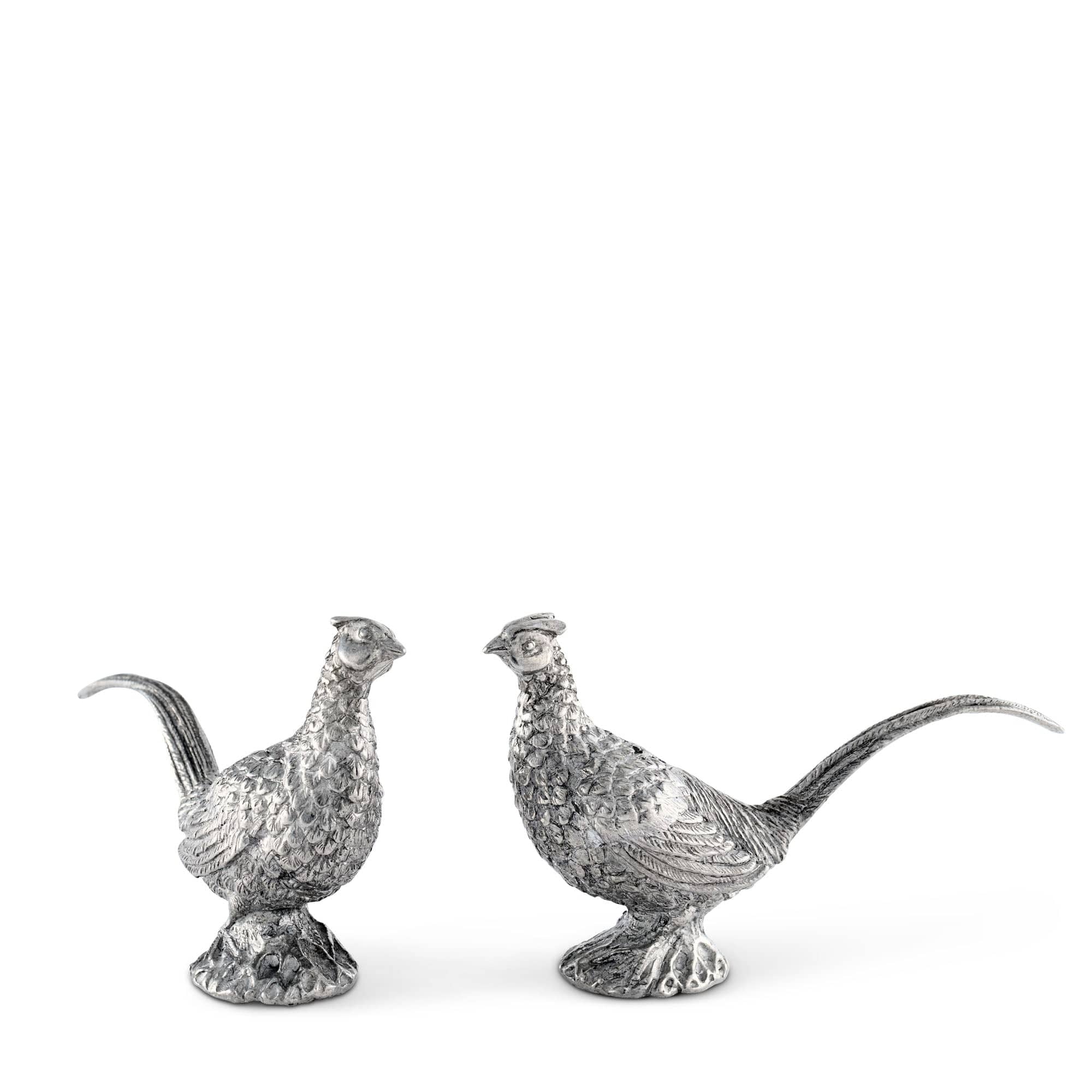 PEWTER PHEASANTS SALT  PEPPER SET