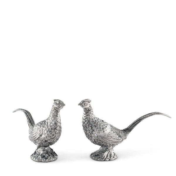 PEWTER PHEASANTS SALT & PEPPER SET