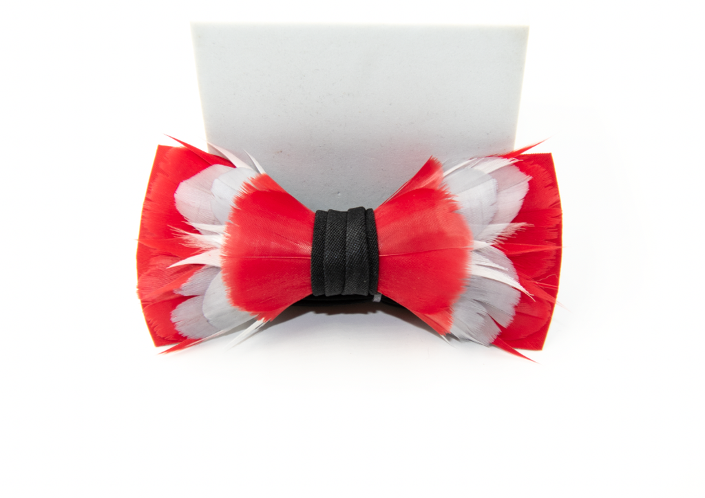 Feather Bow Tie - The Alumni - Choose Your Colors: Red and Black