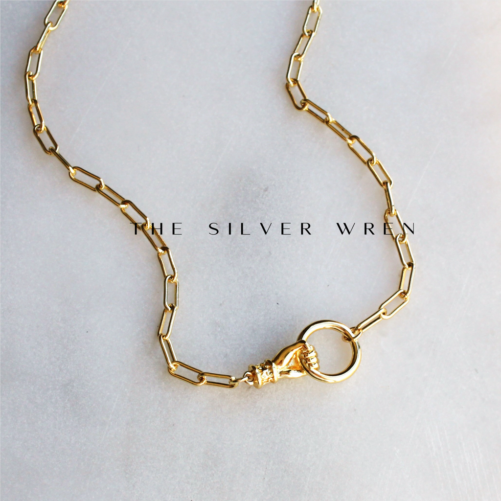 Gold Hand Pendant Necklace: 18 inch