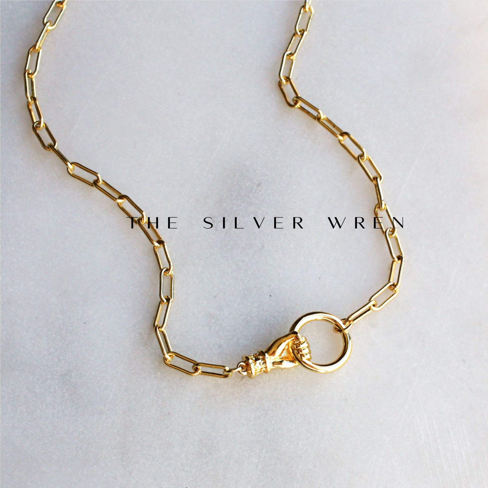 Gold Hand Pendant Necklace: 18 inch