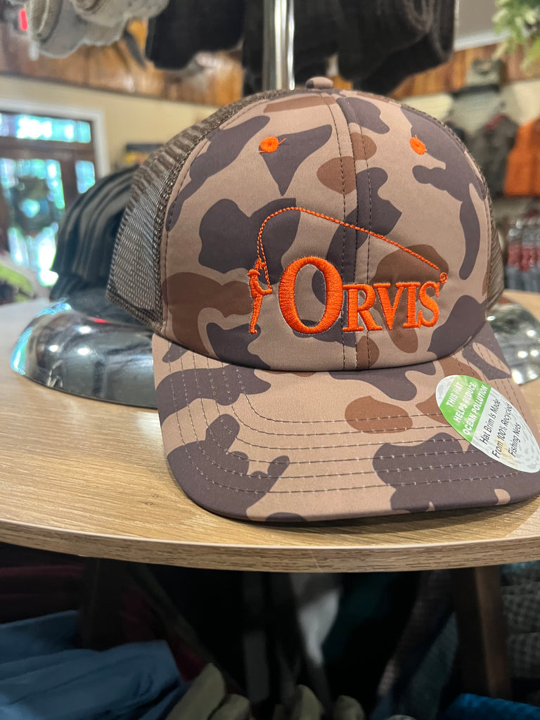 ORVIS 1971 CAMO BENT ROD TRUCKER HAT