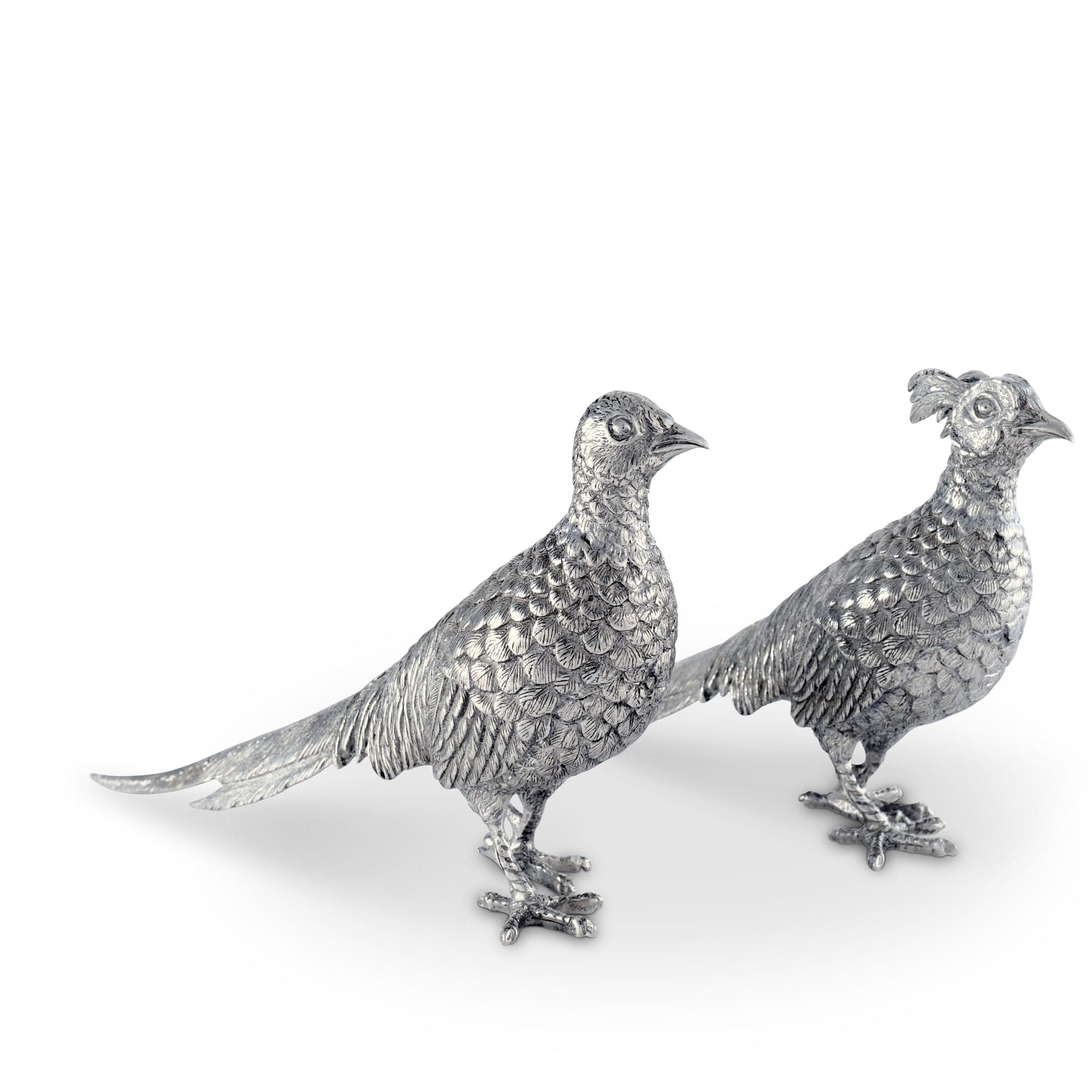 PEWTER PHEASANT STATUETTES