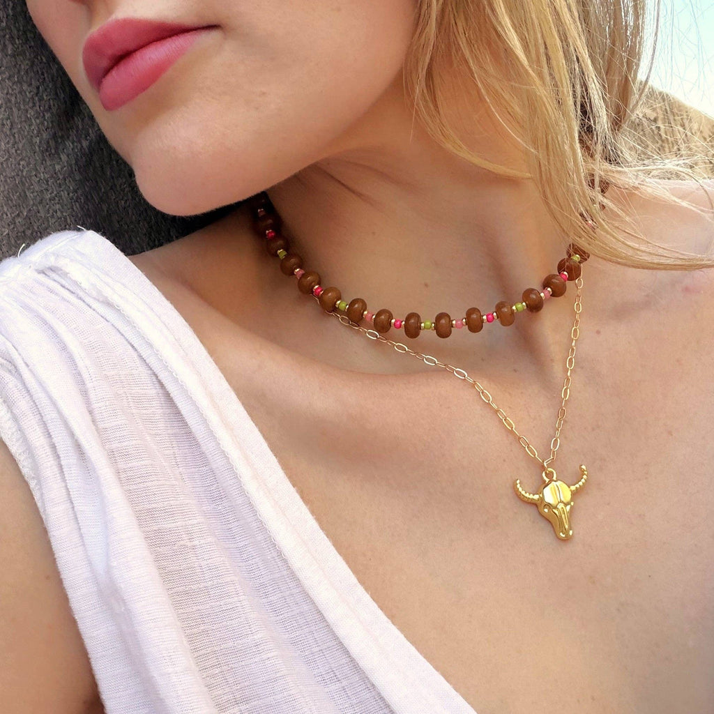 Saddle Stone Candy Necklace: Light Brown