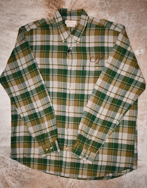 BERETTA MENS LS FLANNEL GREEN/TAN