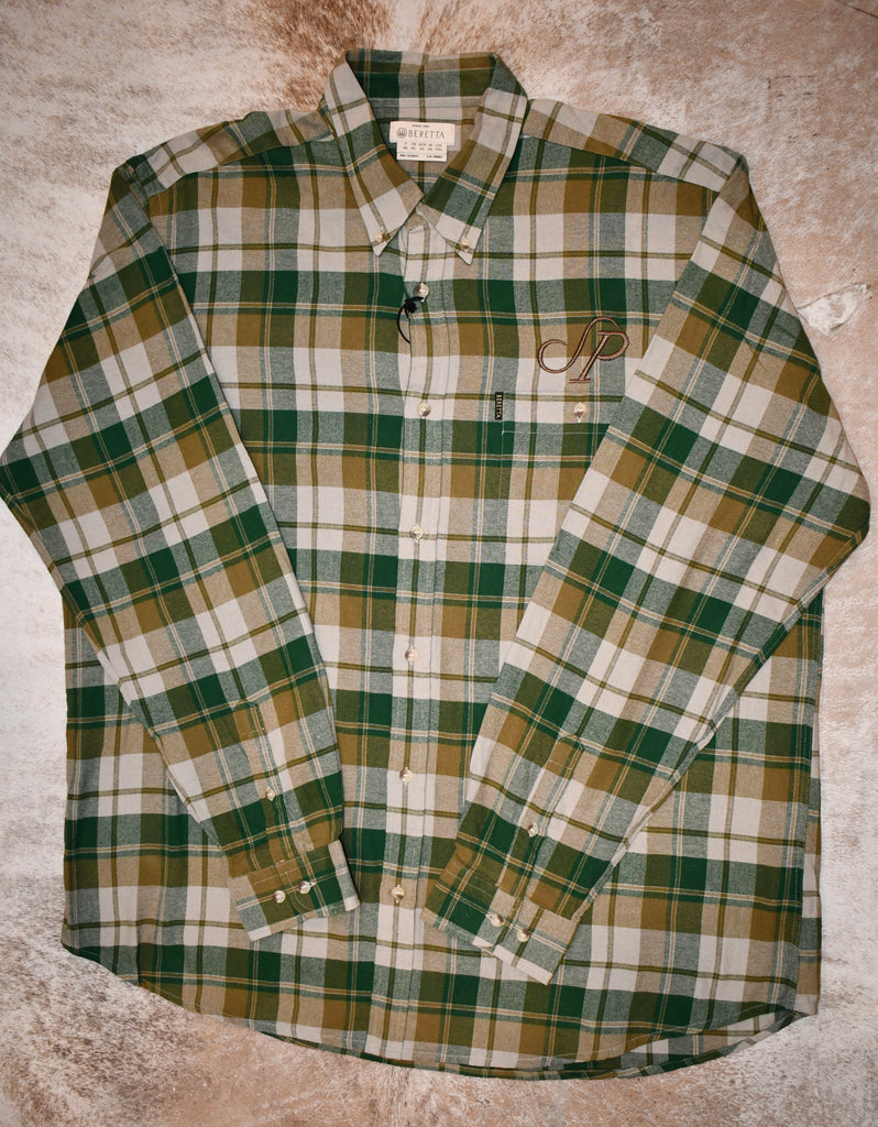 BERETTA MENS LS FLANNEL GREEN/TAN