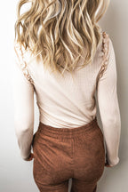 Little Daisy Closet - Women's Frill Detail Long Sleeve Top