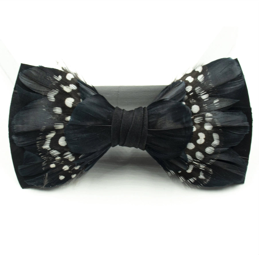 Feather Bow Tie 6 - Black Goose  Guinea