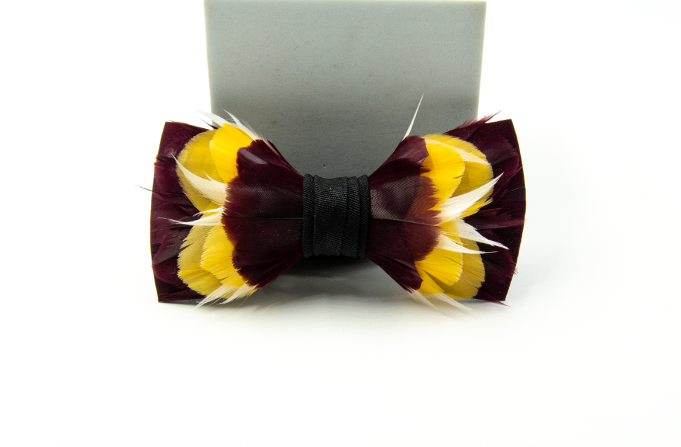 Feather Bow Tie - The Alumni - Choose Your Colors: Red and Black
