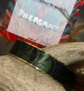 MONARCH  MARIPOSA FEATHER CUFF BRACELET-WIDE GREEN LADY AMHERST 2