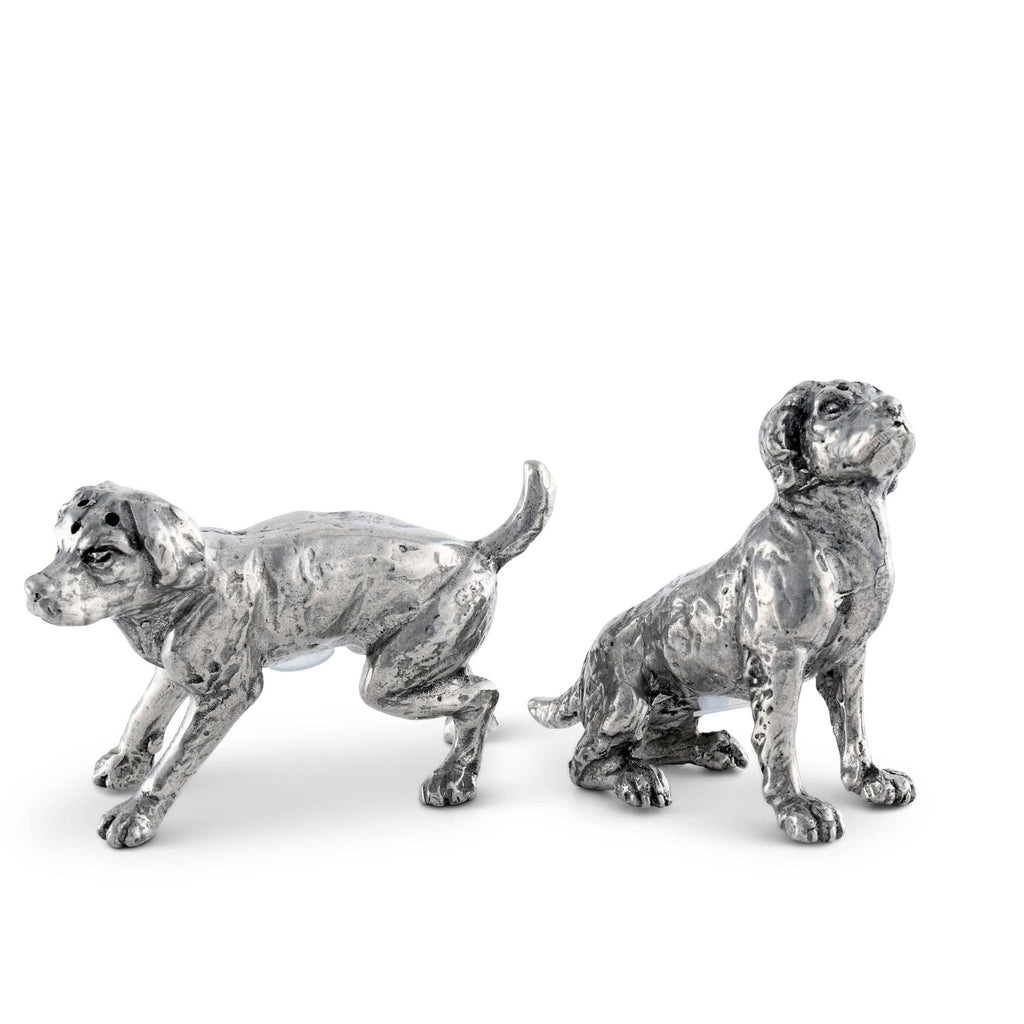 PEWTER SPANIEL SALT  PEPPER SET