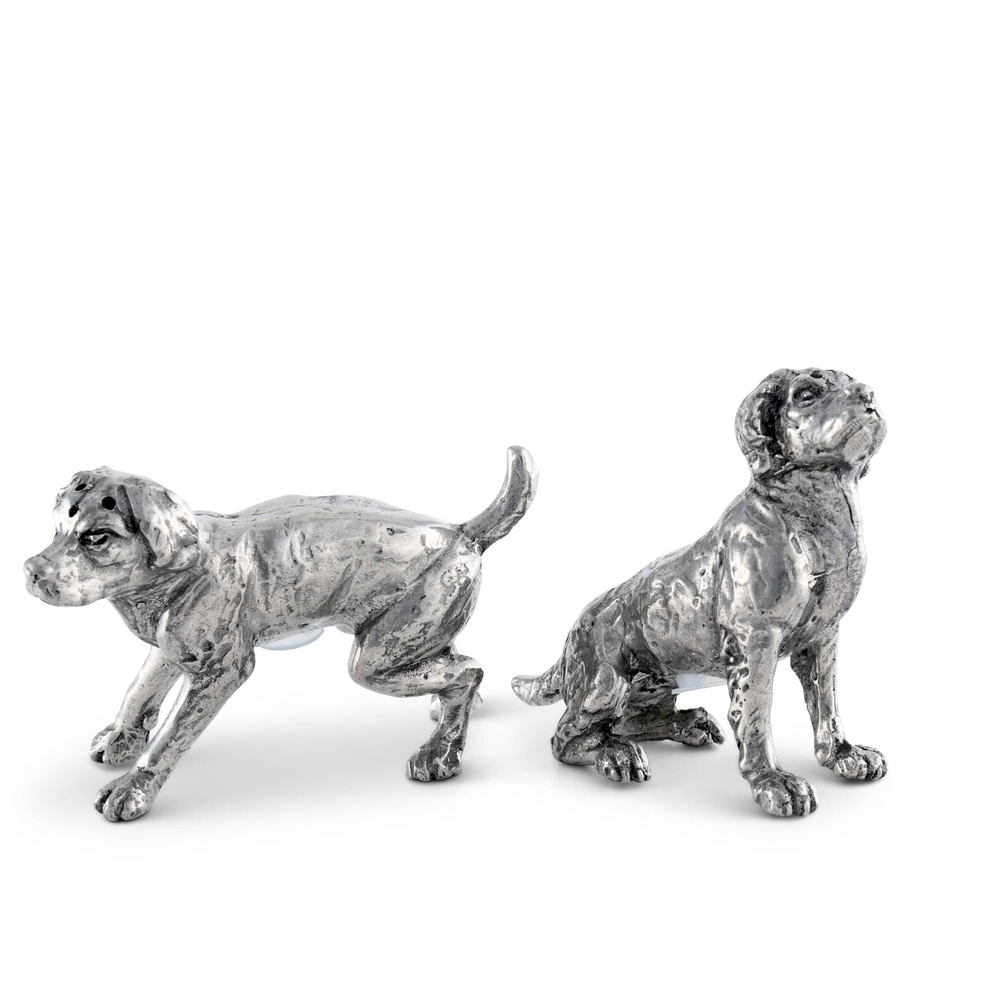 PEWTER SPANIEL SALT  PEPPER SET