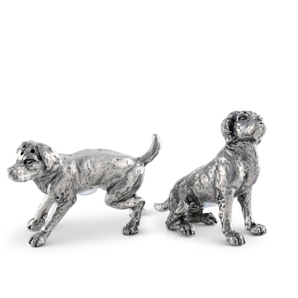 PEWTER SPANIEL SALT & PEPPER SET