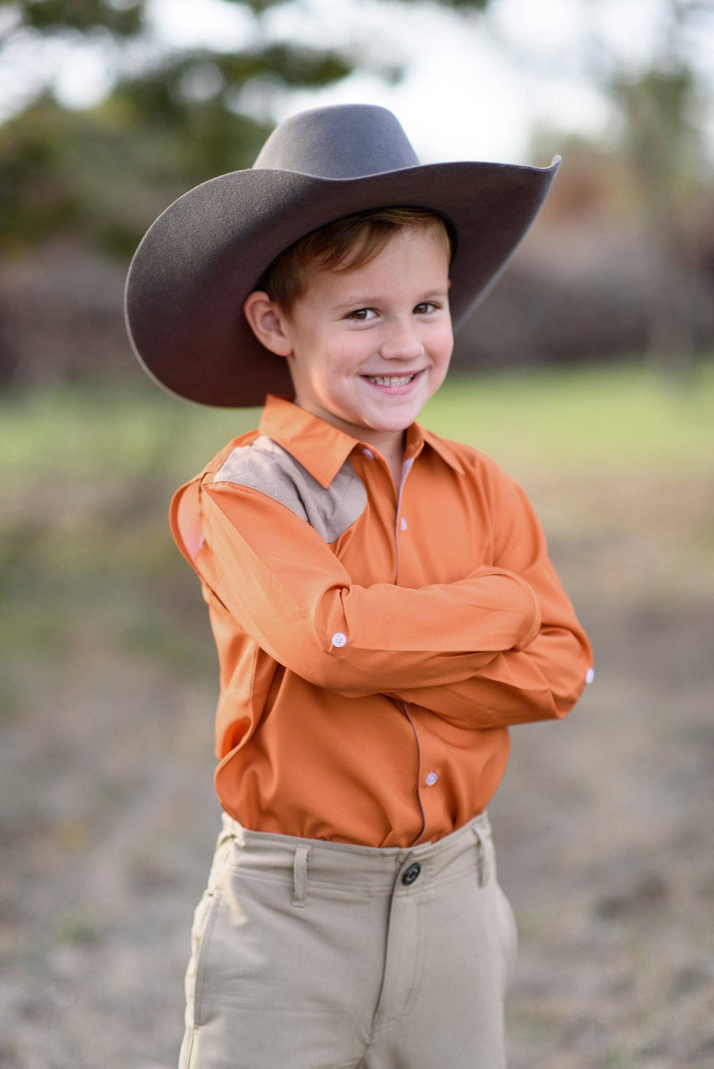 BlueQuail Clothing Co. - Blaze Orange & Khaki Long Sleeve Shirt