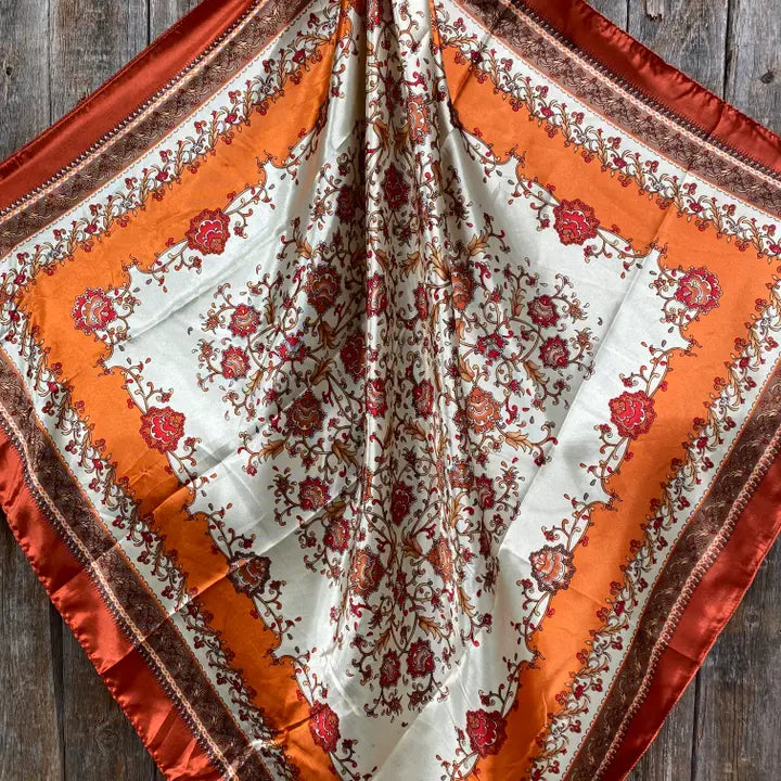 Burnt Orange  Tan Wild Rag  Scarf