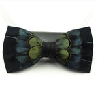 Feather Bow Tie 7 - Goose  GreenBlue Pheasants