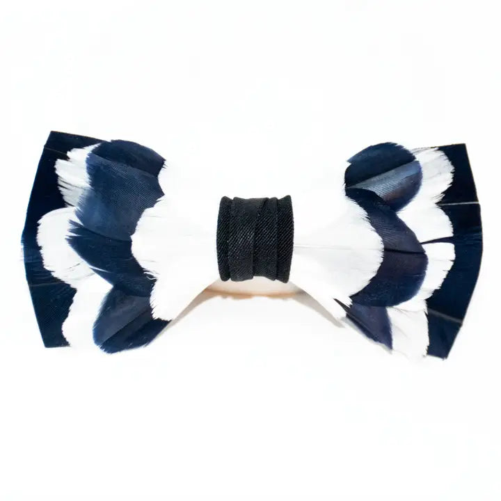 Feather Bow Tie 26 - Dyed Navy  White Goose