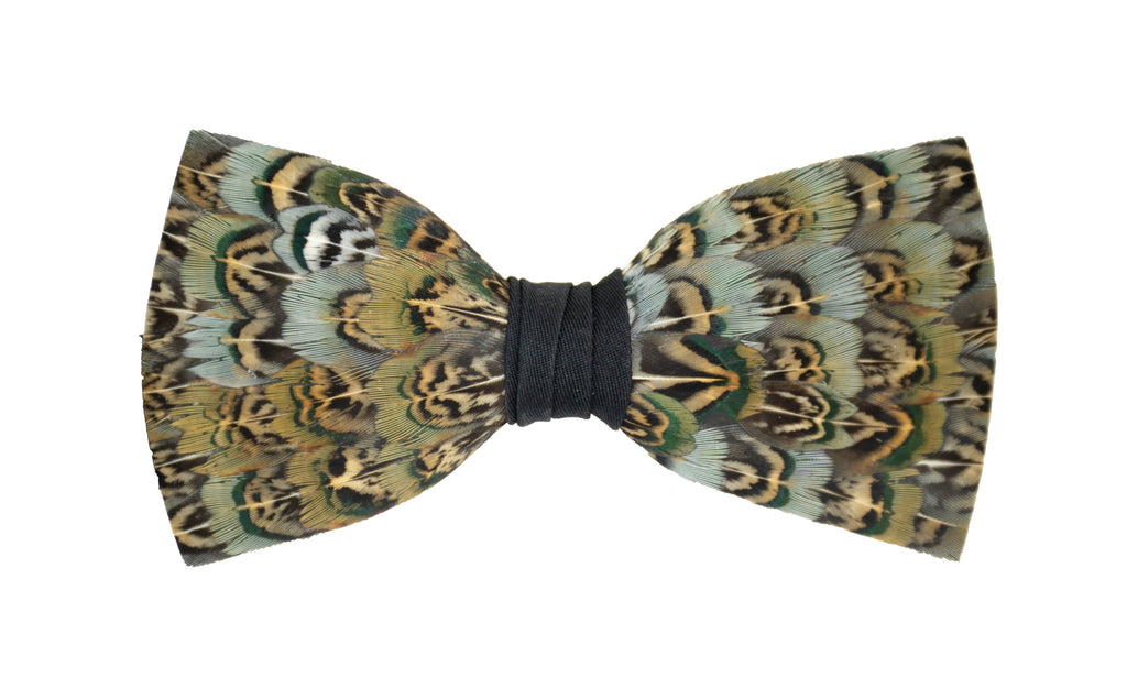 Feather Bow Tie 8 - Light Blue Pheasant