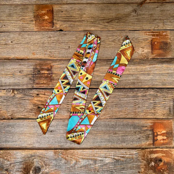 Brown and Yellow Western Skinny Mini Wild Rag Scarf  Cowgirl Necktie