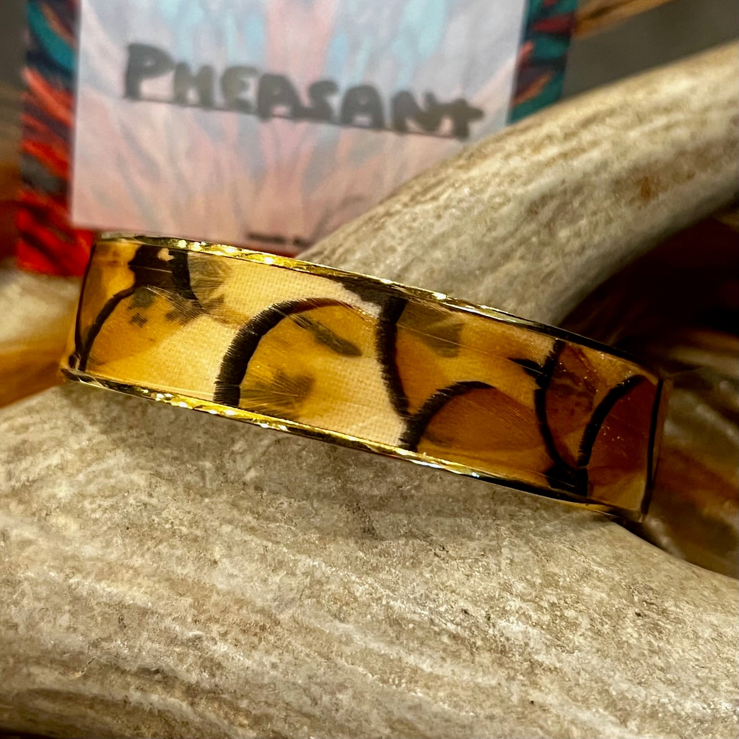 MONARCH  MARIPOSA FEATHER CUFF BRACELET-WIDE YELLOW VENERY 6