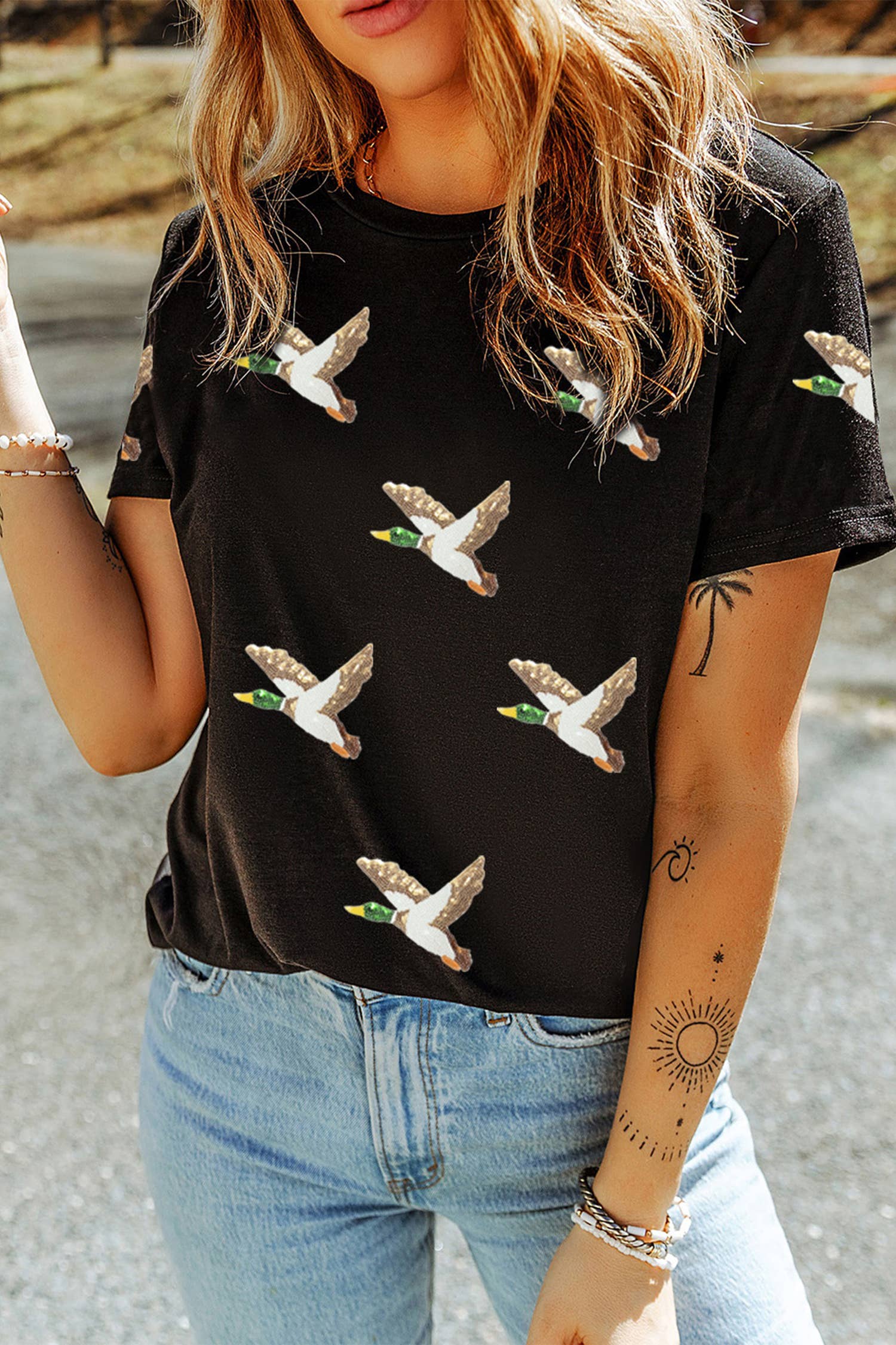 Little Daisy Closet - Sequin Mallard Duck Western Fashion Tee