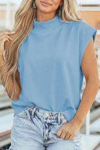 Little Daisy Closet -  Mock Neck Cap Sleeve Loose Top