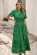 Little Daisy Closet- Women's Shirred Ruffle Hem Maxi Dress