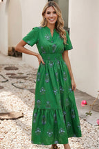 Little Daisy Closet- Women's Shirred Ruffle Hem Maxi Dress