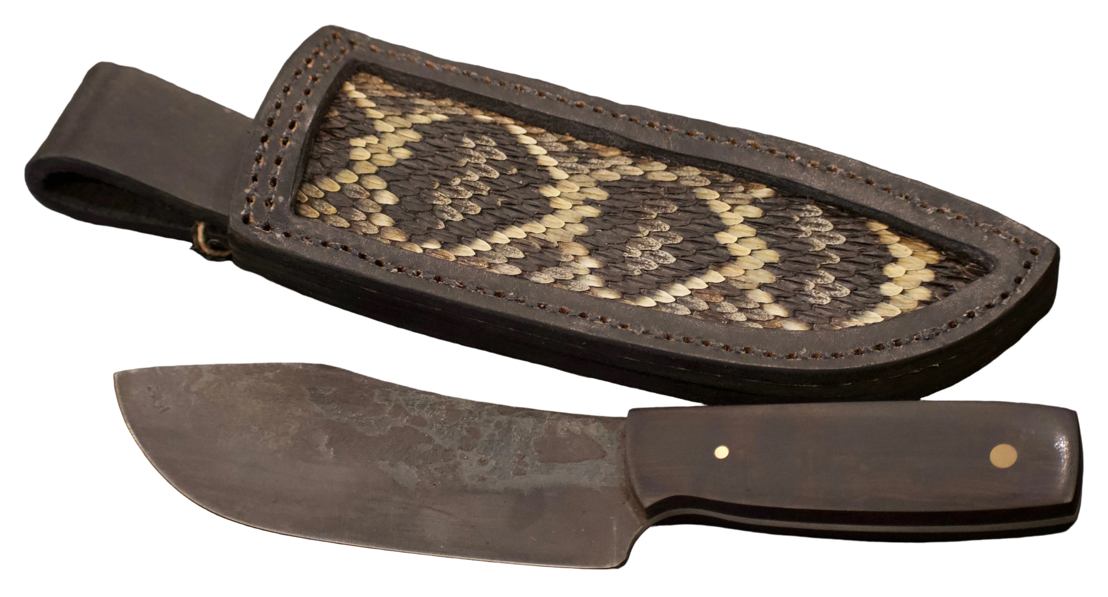 Ochlockonee River Cutlery- African Blackwood Hunting Knife -Diamond Back Skin Sheath