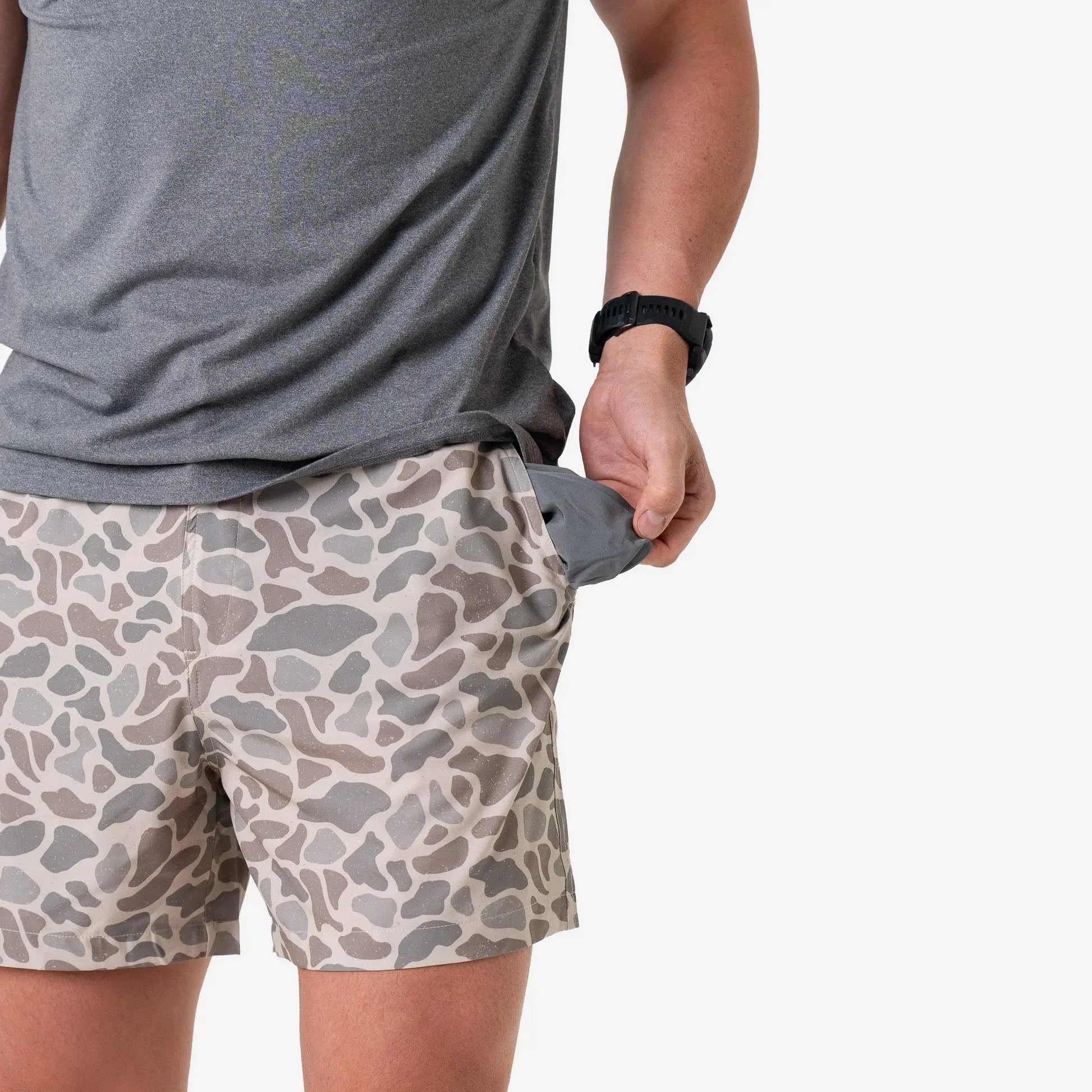 Burlebo Everyday Short - Classic Deer Camo - Grey Pocket