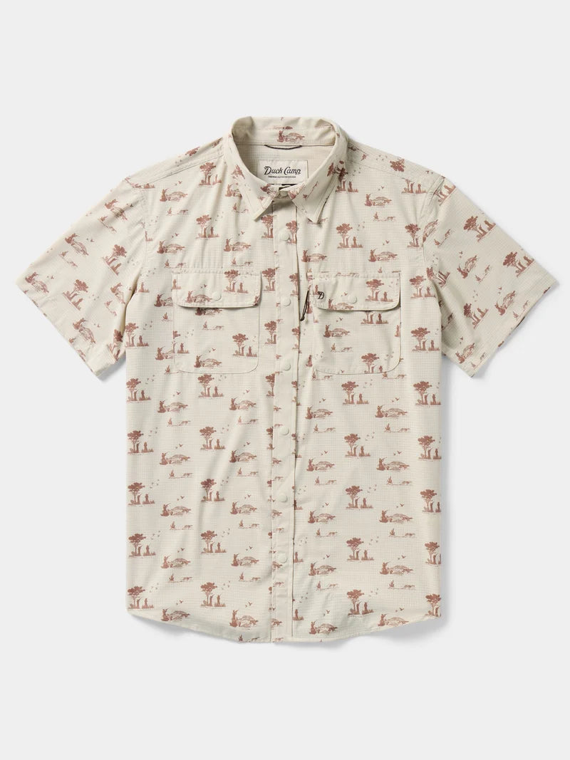 Men's Cast & Blast Perforated Shirt - Short Sleeve- Opening Day Sand Dollar