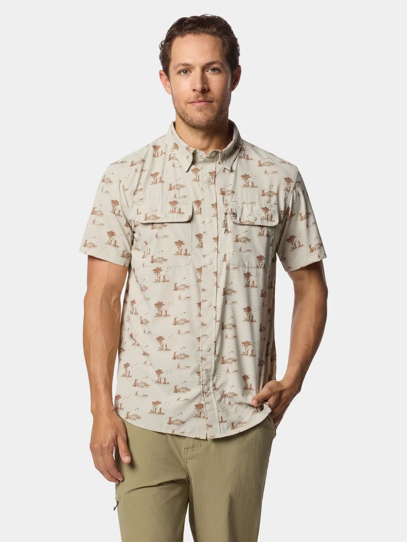 Men's Cast & Blast Perforated Shirt - Short Sleeve- Opening Day Sand Dollar