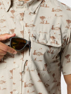 Men's Cast & Blast Perforated Shirt - Short Sleeve- Opening Day Sand Dollar