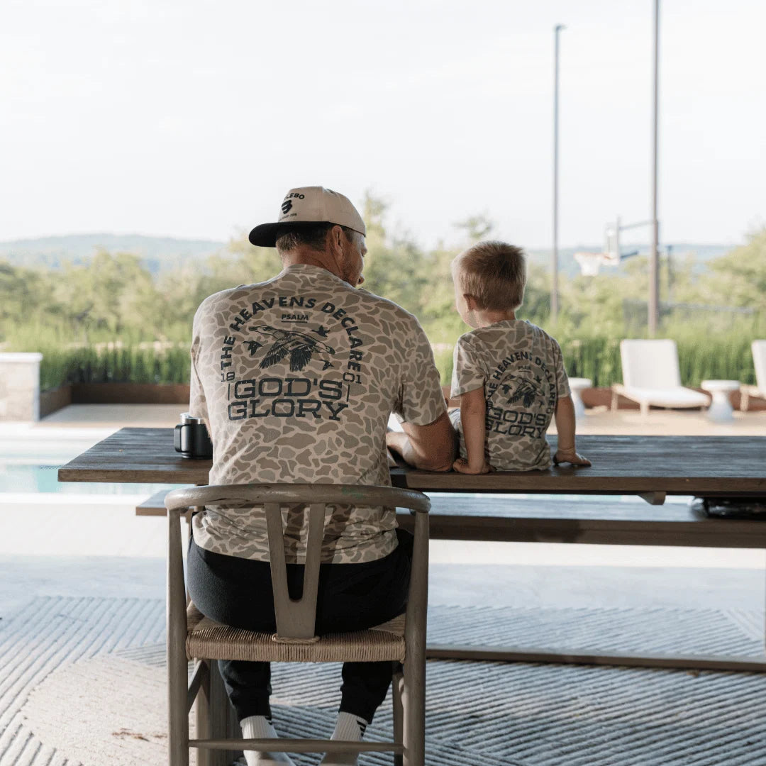 Burlebo Men's Vintage Washed Tee - God's Glory - Classic Deer Camo