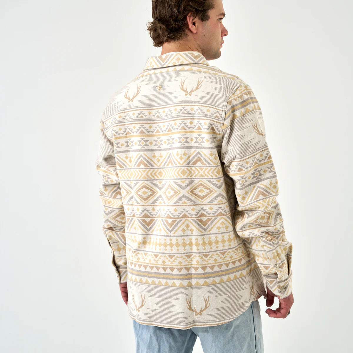 BURLEBO- WHITETAIL AZTEC-CREAM VINTAGE HEAVY FLANNEL